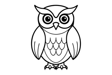 owl silhouette line art vector illustration with a white background
