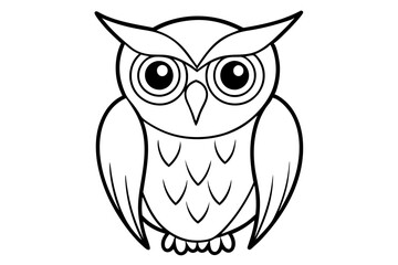 owl silhouette line art vector illustration with a white background