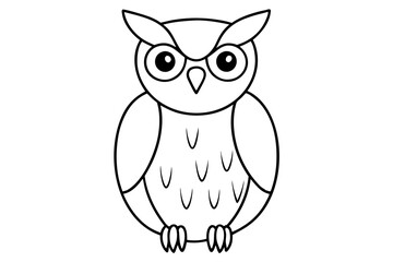 owl silhouette line art vector illustration with a white background