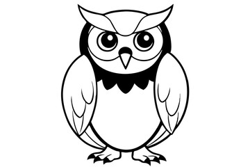 owl silhouette line art vector illustration with a white background