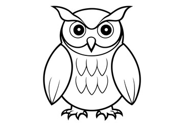 owl silhouette line art vector illustration with a white background