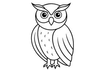 owl silhouette line art vector illustration with a white background