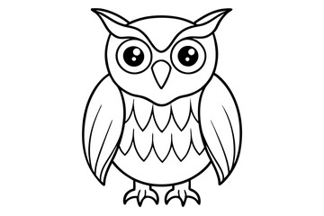 owl silhouette line art vector illustration with a white background
