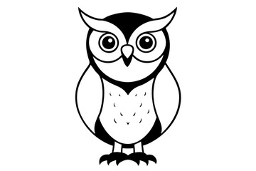 owl silhouette line art vector illustration with a white background