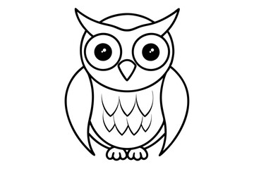 owl silhouette line art vector illustration with a white background