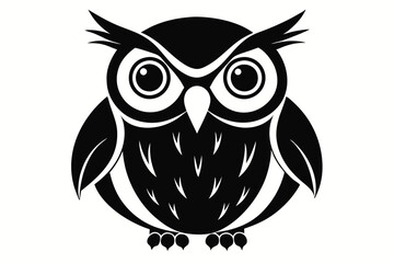 owl silhouette line art vector illustration with a white background