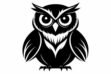 Fototapeta premium owl silhouette line art vector illustration with a white background