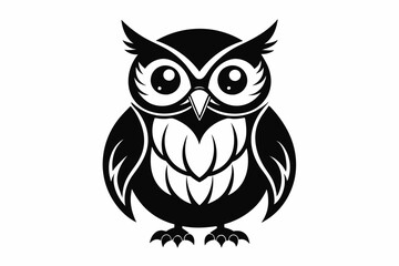 owl silhouette line art vector illustration with a white background