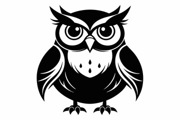 owl silhouette line art vector illustration with a white background