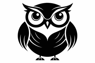 owl silhouette line art vector illustration with a white background