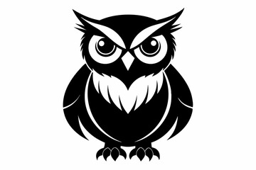 owl silhouette line art vector illustration with a white background
