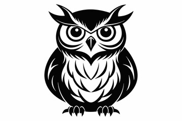 owl silhouette line art vector illustration with a white background