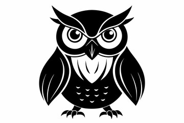 owl silhouette line art vector illustration with a white background