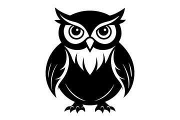 owl silhouette line art vector illustration with a white background