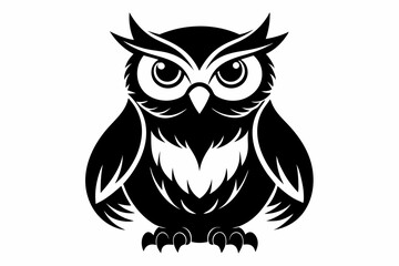 owl silhouette line art vector illustration with a white background