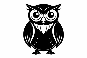 owl silhouette line art vector illustration with a white background
