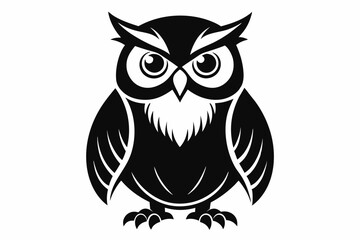 owl silhouette line art vector illustration with a white background