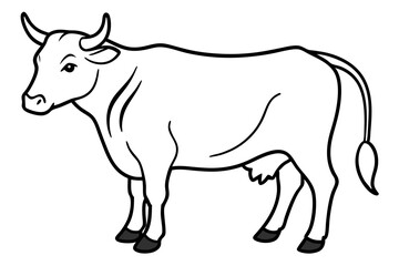 ox silhouette line art vector illustration with a white background