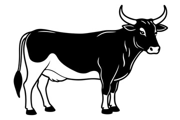 ox silhouette line art vector illustration with a white background