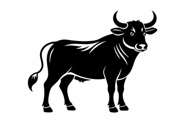 ox silhouette line art vector illustration with a white background