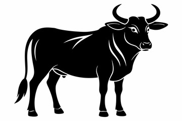 ox silhouette line art vector illustration with a white background
