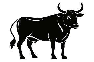 ox silhouette line art vector illustration with a white background