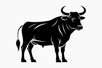 ox silhouette line art vector illustration with a white background