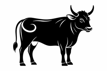 ox silhouette line art vector illustration with a white background