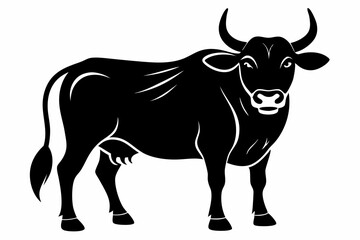 ox silhouette line art vector illustration with a white background