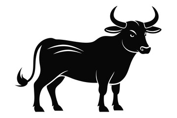 ox silhouette line art vector illustration with a white background