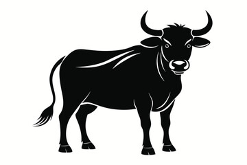 ox silhouette line art vector illustration with a white background