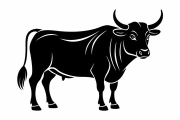 ox silhouette line art vector illustration with a white background