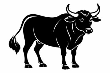 ox silhouette line art vector illustration with a white background
