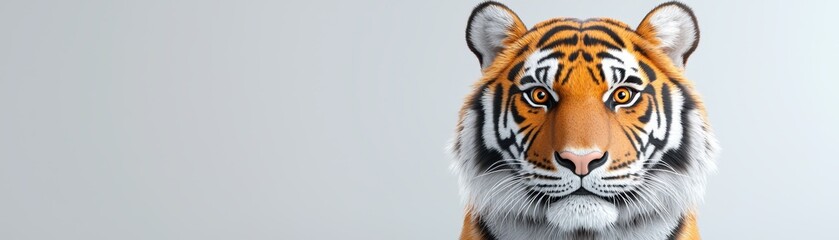 Fototapeta premium Majestic tiger portrait studio setting digital artwork calm environment close-up view wildlife conservation concept