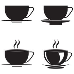 coffee cup icons set isolated vector on white background