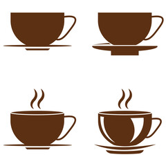 coffee cup icons set isolated vector on white background