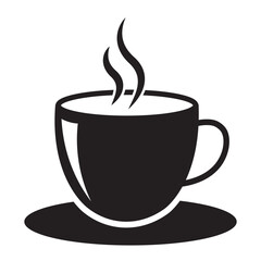 coffee mug icon. hot coffee or tea cup symbol with steam sign. transparent png and vector illustration.