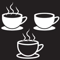 coffee mug icon. hot coffee or tea cup symbol with steam sign. transparent png and vector illustration.