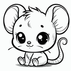 Cartoon outline of an adorable mouse