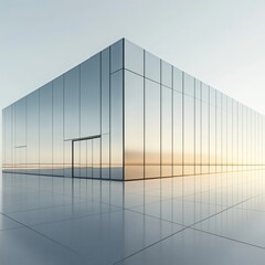 a contemporary art museum with a sleek reflective glass facade isolated on a plain background  modern museum building with clean lines 