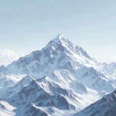 Obraz premium a towering mountain range with snowcapped peaks under a clear sky isolated on a plain background rugged majestic mountains with pristine snow
