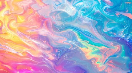 Vibrant Abstract Composition of Flowing Colorful Swirls Creating a Dynamic Liquid Background with Iridescent Tones