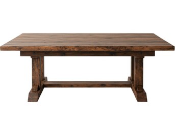 Rustic farmhouse dining table solid wood kitchen furniture isolated on background