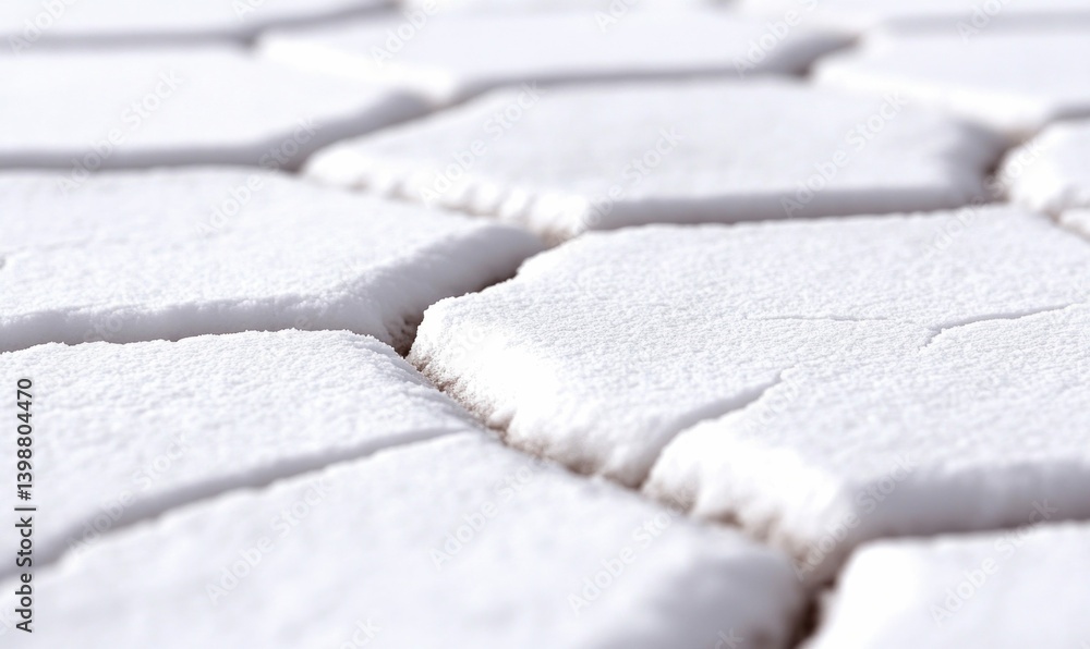 Poster a close-up of hexagonal pavement blocks creates a textured white surface pattern.