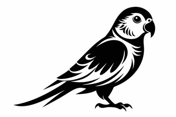 parakeet silhouette line art vector illustration with a white background