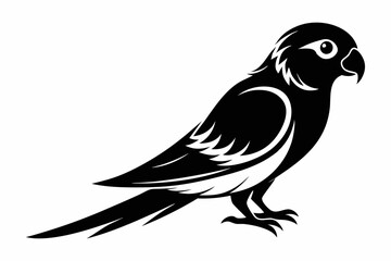 parakeet silhouette line art vector illustration with a white background