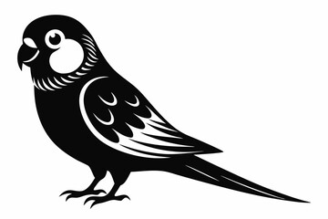 parakeet silhouette line art vector illustration with a white background