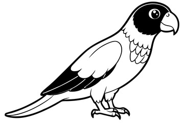 parrot silhouette line art vector illustration with a white background