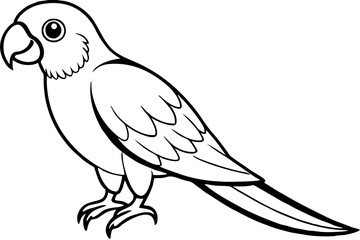 parrot silhouette line art vector illustration with a white background