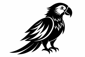 parrot silhouette line art vector illustration with a white background